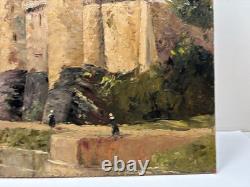 Tableau ancien Huile sur Isorel Vue du Château de JOSSELIN Morbihan Bretagne
