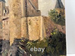 Tableau ancien Huile sur Isorel Vue du Château de JOSSELIN Morbihan Bretagne