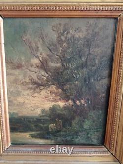 Tableau ancien Huile sur bois paysage