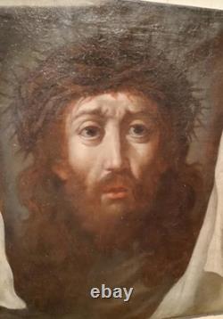 Tableau ancien Huile sur toile Christ au voile de Véronique XVIIIe siècle