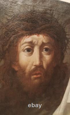 Tableau ancien Huile sur toile Christ au voile de Véronique XVIIIe siècle