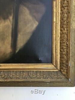 Tableau ancien, Huile sur toile, Encadré, Portrait de Christ, XIXe