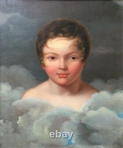 Tableau ancien, Huile sur toile, Entourage de Girodet, Jeune garçon, Début XIXe
