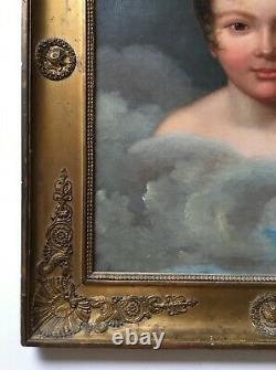 Tableau ancien, Huile sur toile, Entourage de Girodet, Jeune garçon, Début XIXe