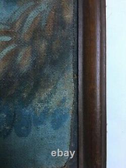 Tableau ancien, Huile sur toile, Oiseau branché, 82 cm, XIXe
