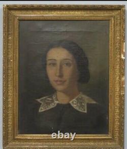 Tableau ancien Huile sur toile. Portrait de femme. XIXème