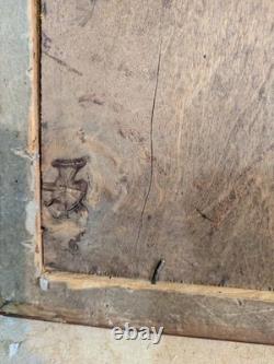 Tableau ancien Les chaumieres. Huile sur panneau Debut 20eme siecle
