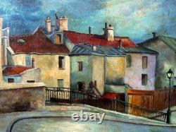 Tableau ancien Paysage urbain signé H. Aimé. Arles. Huile sur panneau