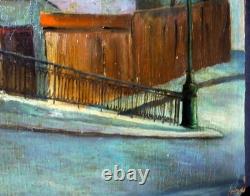 Tableau ancien Paysage urbain signé H. Aimé. Arles. Huile sur panneau