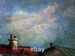 Tableau ancien Paysage urbain signé H. Aimé. Arles. Huile sur panneau