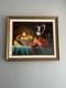 Tableau Ancien Peinture Huile Sur Toile Sign&eacute; Nature Morte Aux Fruits Cadre Dor&eacute;