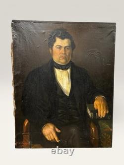 Tableau ancien Portrait D'homme XIXe Siècle Signée, Huile Sur Toile décoration