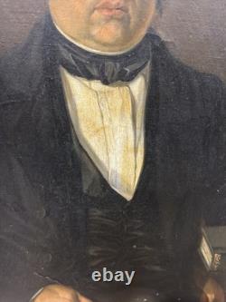 Tableau ancien Portrait D'homme XIXe Siècle Signée, Huile Sur Toile décoration