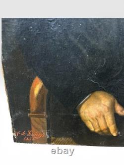 Tableau ancien Portrait D'homme XIXe Siècle Signée, Huile Sur Toile décoration