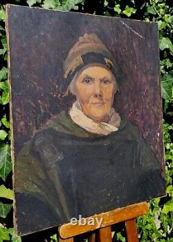 Tableau ancien. Portrait Femme. Peinture huile sur toile