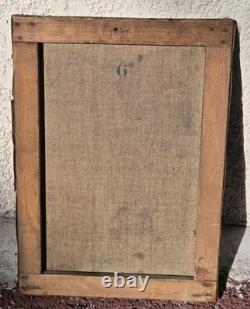 Tableau ancien. Portrait Garçon de profil peinture sur toile signée XIXe siècle
