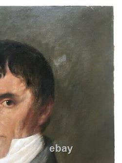 Tableau ancien, Portrait d'homme, Huile sur carton XXe dans le style du XIXe