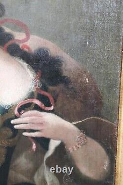 Tableau ancien Portrait d'une femme noble, XVIIIe siècle, huile sur toile