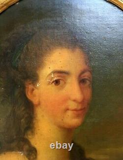 Tableau ancien, Portrait de femme, Importante huile sur toile XIXe ou avant