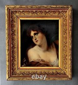 Tableau ancien Portrait de femme d'après Jean-Baptiste GREUZE Huile sur toile