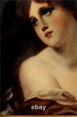 Tableau ancien Portrait de femme d'après Jean-Baptiste GREUZE Huile sur toile