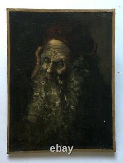 Tableau ancien, Portrait de vieillard, Huile sur toile, Peinture, XIXe