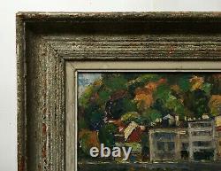 Tableau ancien, Post-impressionniste, Huile sur isorel, Cadre Montparnasse, XXe
