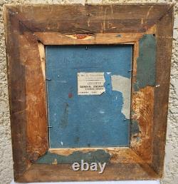 Tableau ancien. Scène de genre. Peinture huile sur toile Reposant sur carton