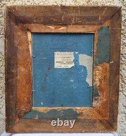 Tableau ancien. Scène de genre. Peinture huile sur toile Reposant sur carton