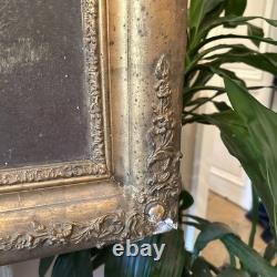 Tableau ancien XIXe huile sur toile paysage signé cadre doré vintage décoration