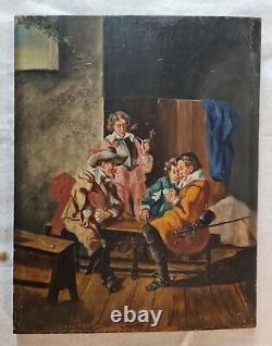 Tableau ancien XIXème. Ecole Française Huile sur panneau chêne 27cm x 21cm