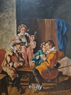 Tableau ancien XIXème. Ecole Française Huile sur panneau chêne 27cm x 21cm