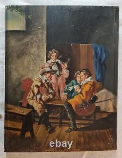 Tableau ancien XIXème. Ecole Française Huile sur panneau chêne 27cm x 21cm