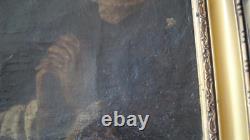 Tableau ancien XVIIe huile sur toile portrait Saint François d'Assise 1 B. Roman