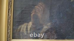 Tableau ancien XVIIe huile sur toile portrait Saint François d'Assise 1 B. Roman