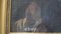Tableau ancien XVIIe huile sur toile portrait Saint François d'Assise 1 B. Roman