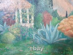 Tableau ancien Yvonne Ripa de Roveredo Huile sur panneau Jardin d'intérieur