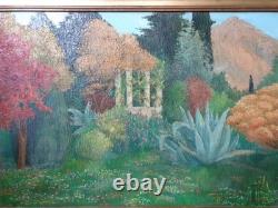 Tableau ancien Yvonne Ripa de Roveredo Huile sur panneau Jardin d'intérieur