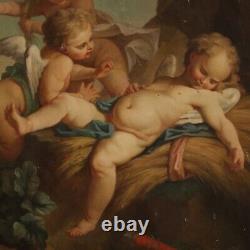 Tableau ancien angelots huile sur toile peinture 800 19ème siècle français art