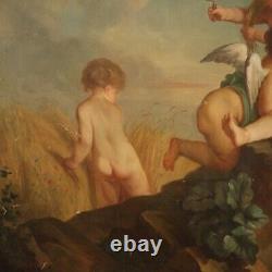 Tableau ancien angelots huile sur toile peinture 800 19ème siècle français art