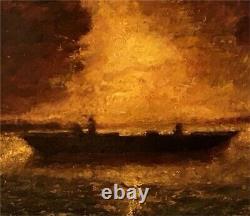 Tableau ancien huile François MAURY (1861- 1933) Barque sur la lagune