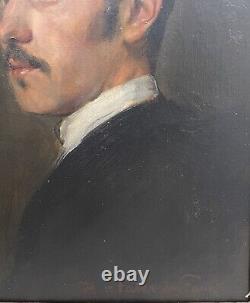 Tableau ancien huile, Portrait De Jeune Homme Par Von Faber Du Faur