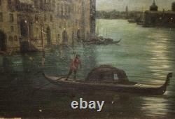 Tableau ancien huile basilique Santa Salute, Grand Canal, Italie, Venise