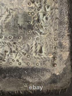 Tableau ancien huile composition mixte sculpture boulons femme mélancolie signé