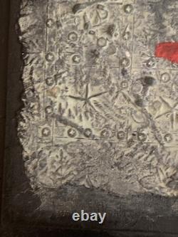 Tableau ancien huile composition mixte sculpture boulons femme mélancolie signé