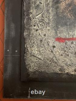 Tableau ancien huile composition mixte sculpture boulons femme mélancolie signé