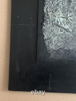 Tableau ancien huile composition mixte sculpture boulons femme mélancolie signé