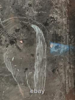 Tableau ancien huile composition mixte sculpture cheval cavalier signé Revest