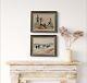 Tableau Ancien Huile Double Face Paysage Chevaux Marine Scène De Genre Singe Sig