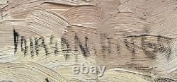 Tableau ancien huile double face paysage chevaux marine scène de genre singe sig